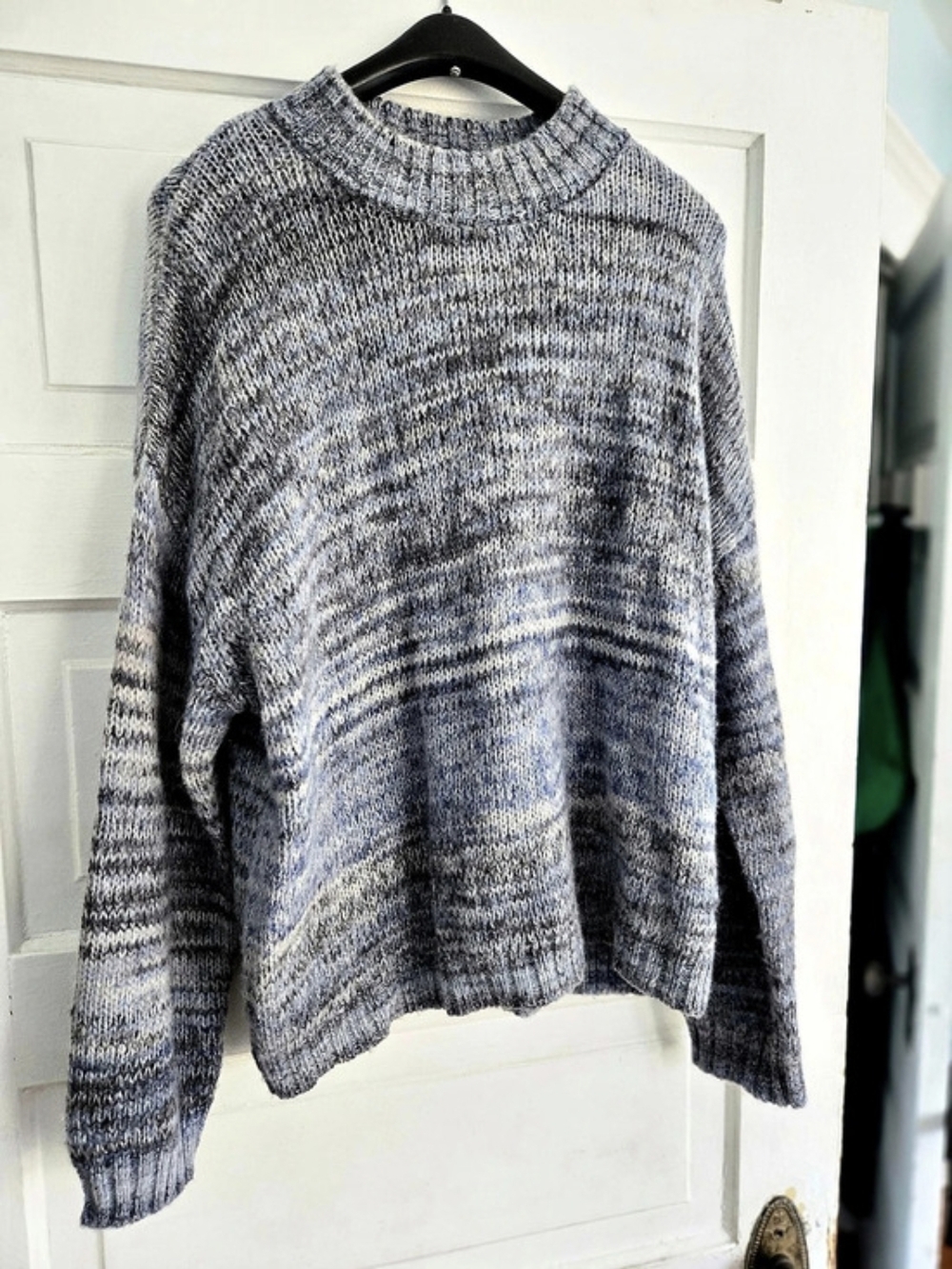 YERSE Wool Crewneck Sweater in Gray & Blue XL Like New